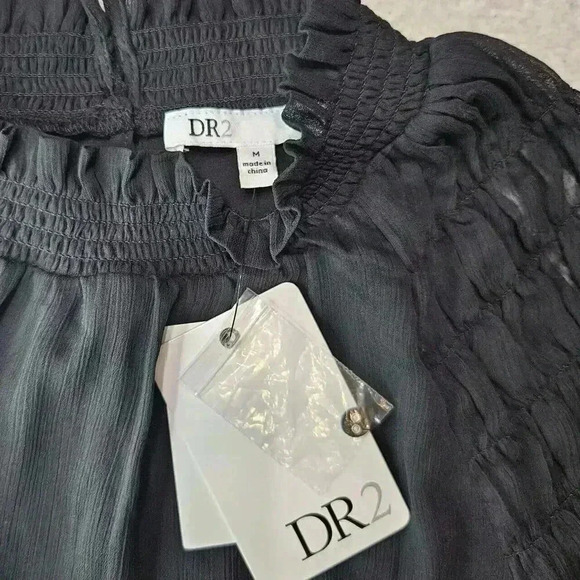 Nordstrom Rack DR2 Long balloon Sleeve Blouse Top sheer lined Size Medium NWT - Picture 3 of 11